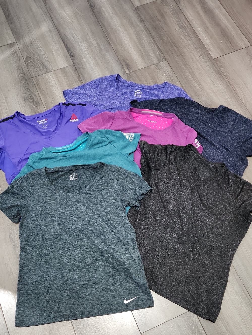 Bundle Of Technical Tshirts. Nike, Adidas, Reebok. Size L